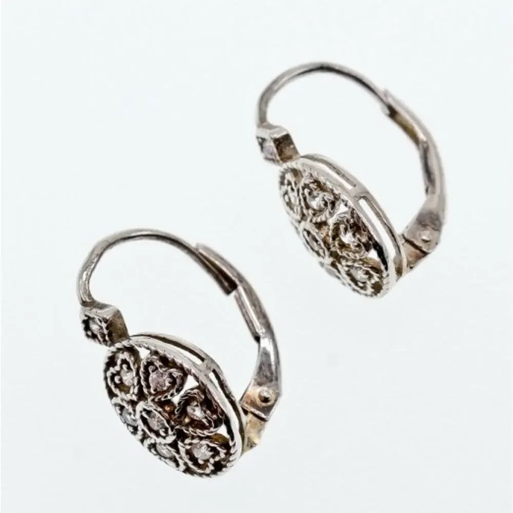 Vintage 925 Sterling Silver CZ Earrings